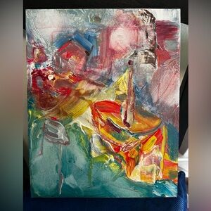 Original abstract acrylic painting on canvas board 8”x10” signed framing option